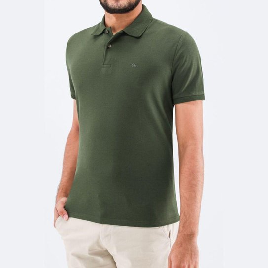Camisa Polo Basica Piquet Duplo Ogochi Slim Fit