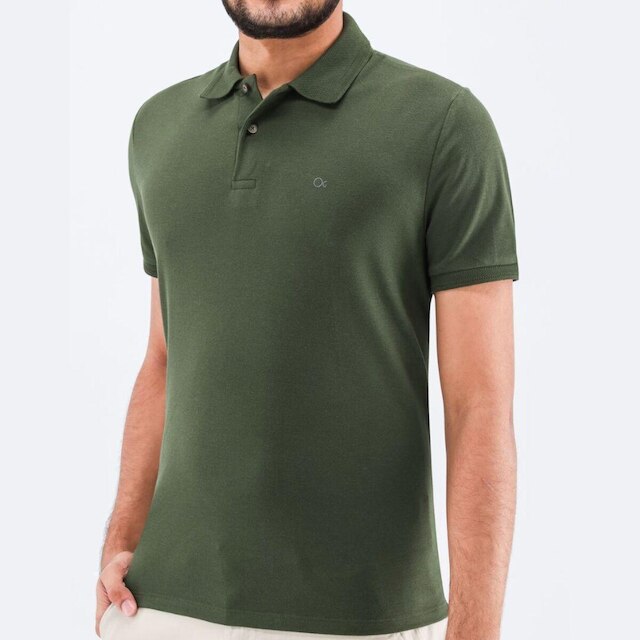 Camisa Polo Basica Piquet Duplo Ogochi Slim Fit