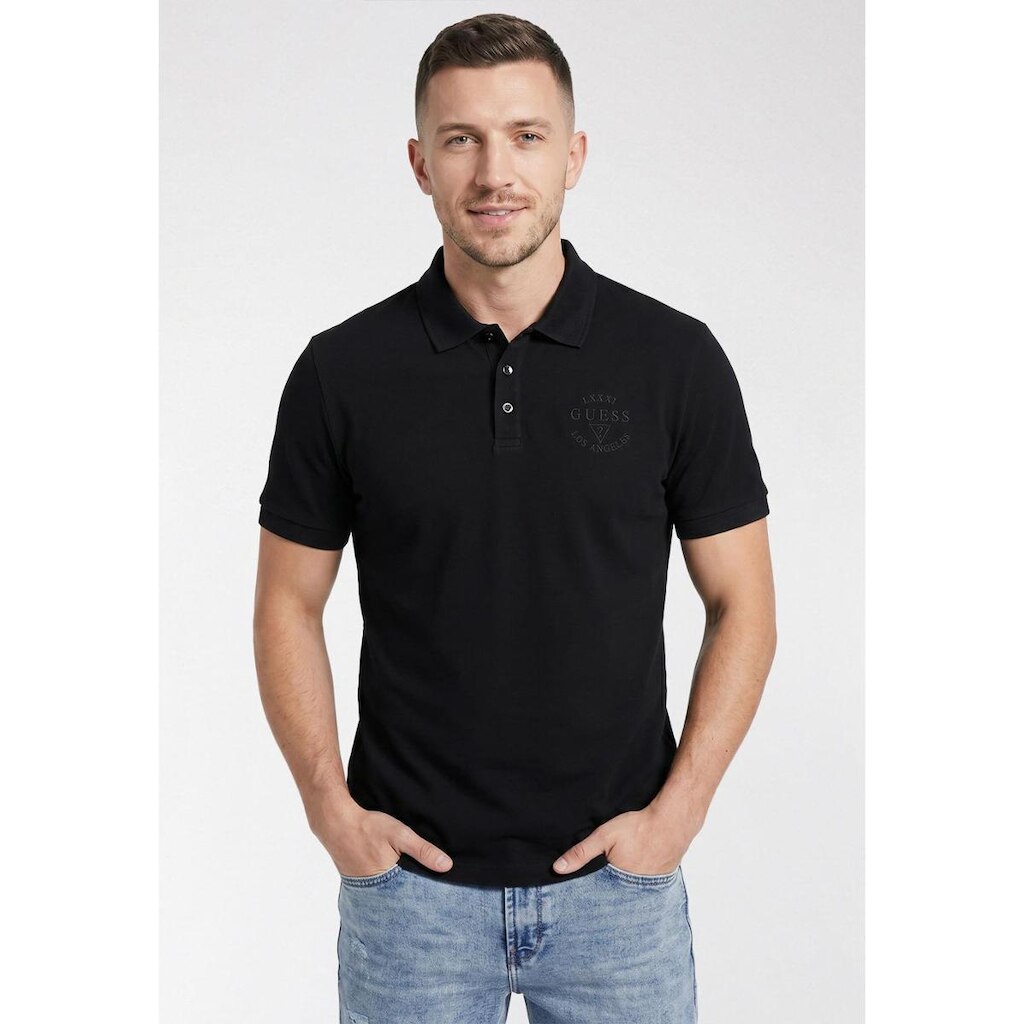 Camisa Polo Bordado Los Angeles Preto