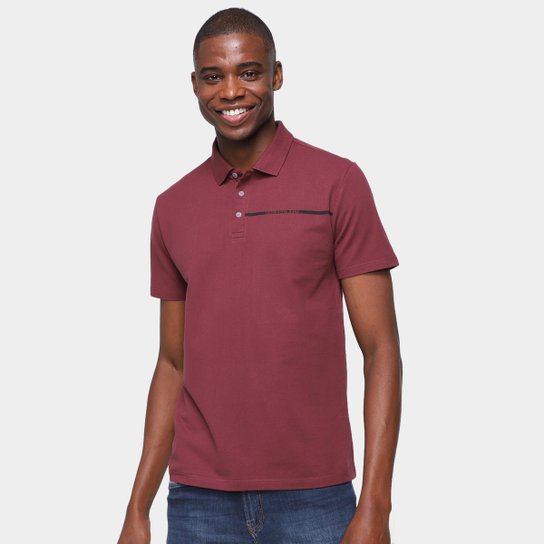 Camisa Polo Calvin Klein Com Botões Masculina - Bordô