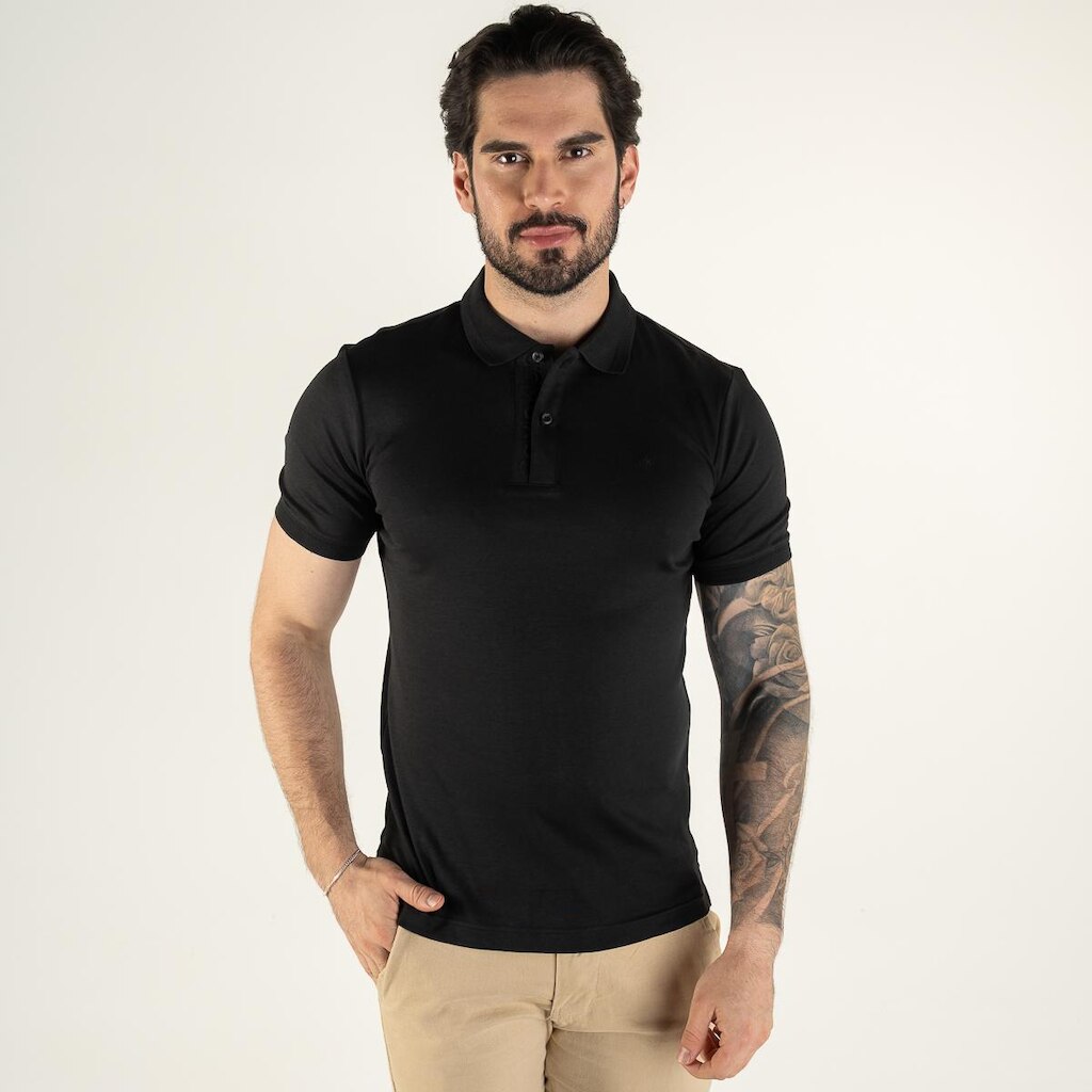 Camisa Polo Calvin Klein Liquid Touch Smooth Preta