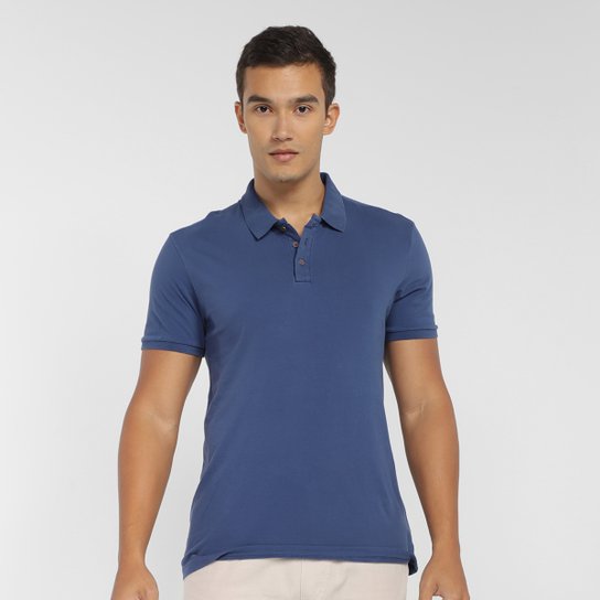 Camisa Polo Calvin Klein Lisa Básica Masculina - Azul