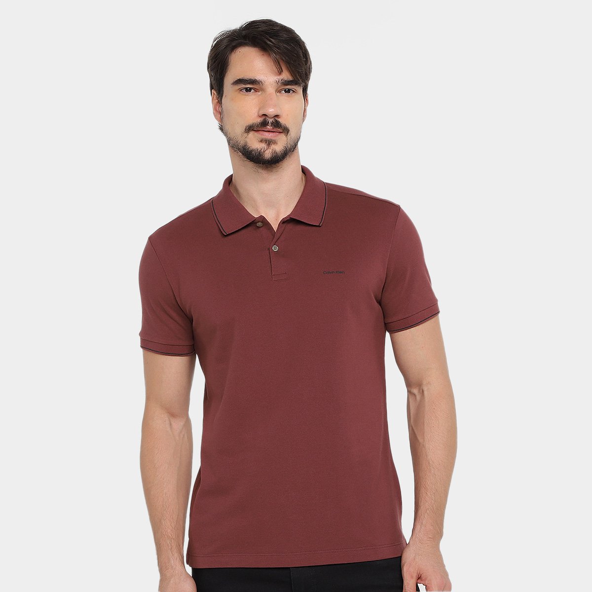 Camisa Polo Calvin Klein Slim Básica Friso Masculina Menor preço em Camisa Polo Calvin Klein Slim Básica Friso Masculina