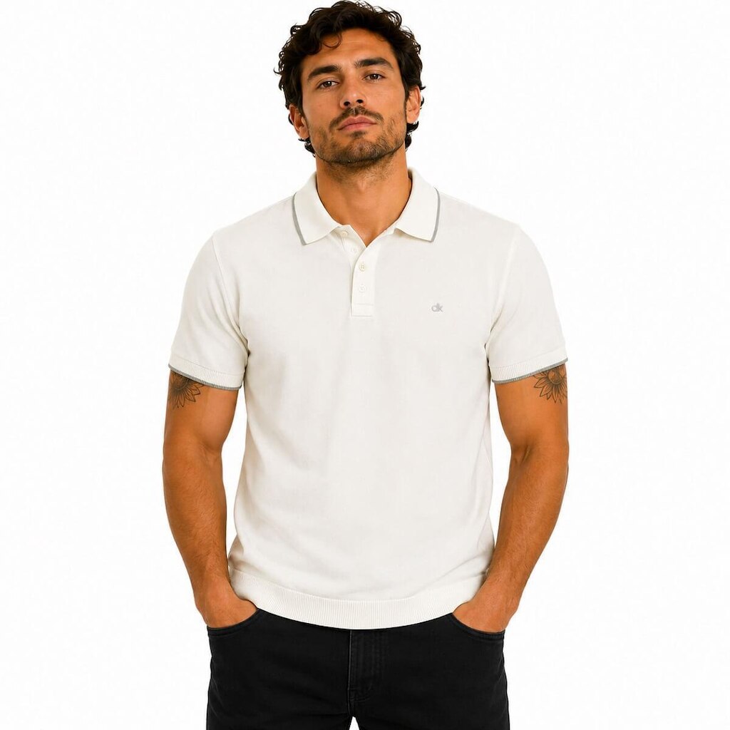 Camisa Polo Casual Masculina Dixie 29.03.0441 Off White