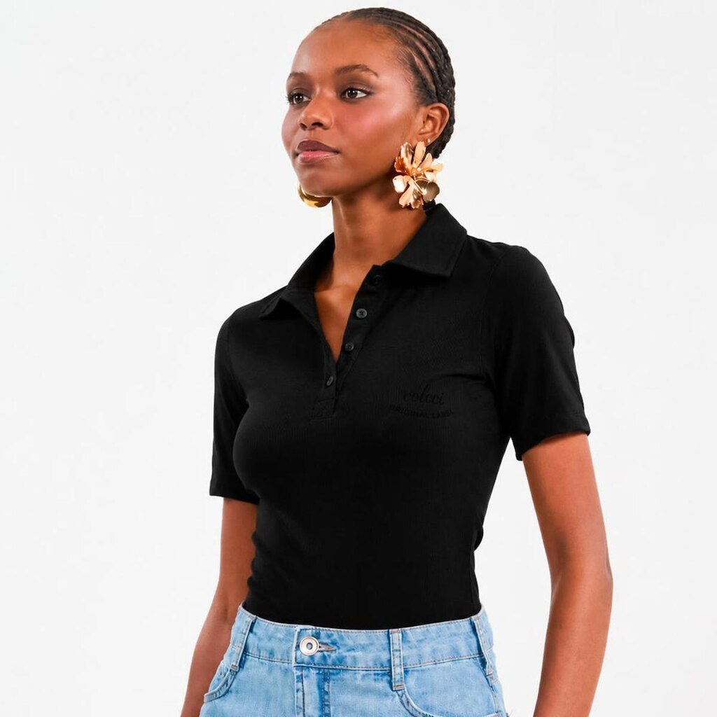 Camisa Polo Colcci Canelada Feminino