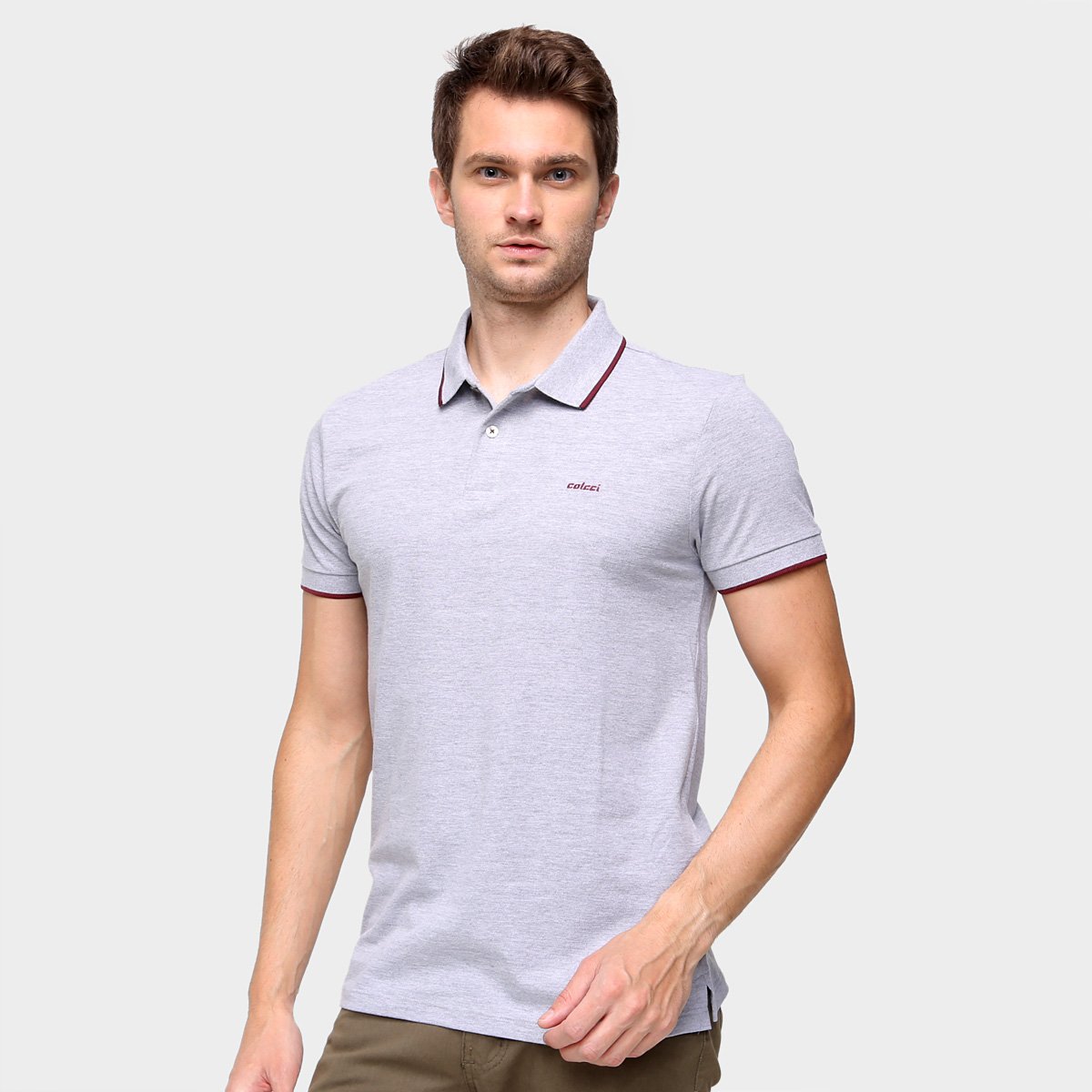 Camisa Polo Colcci Lisa Masculina - Mescla Menor preço em Camisa Polo Colcci Lisa Masculina - Mescla