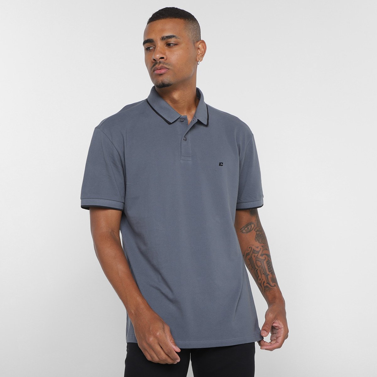 Camisa Polo Colcci Manga Curta Masculina - Cinza Menor preço em Camisa Polo Colcci Manga Curta Masculina - Cinza