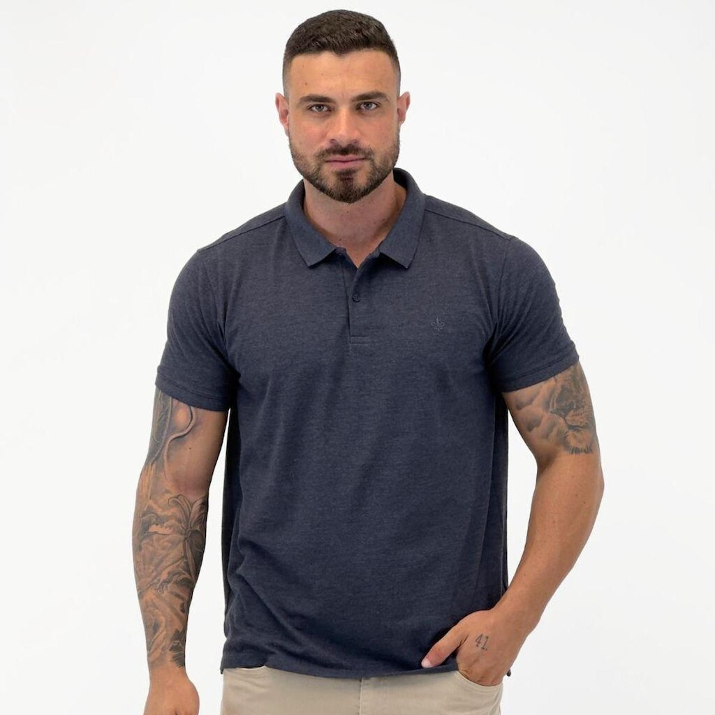 Camisa Polo Dudalina com Botão Manga Curta Masculina