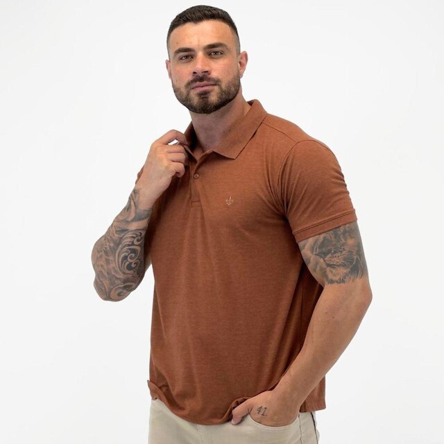 Camisa Polo Dudalina Manga Curta com Botão Masculina
