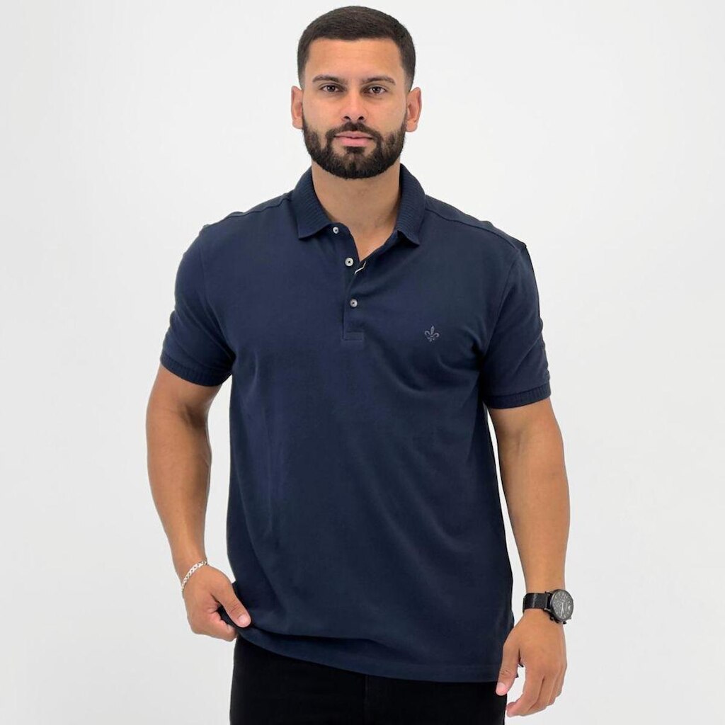 Camisa Polo Dudalina Slim com Botão Manga Curta Masculina