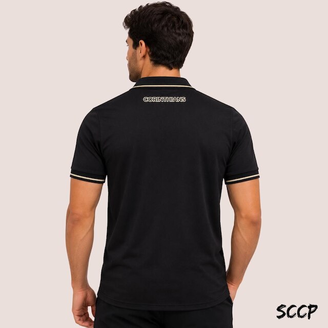 Camisa Polo em V Corinthians Masculina