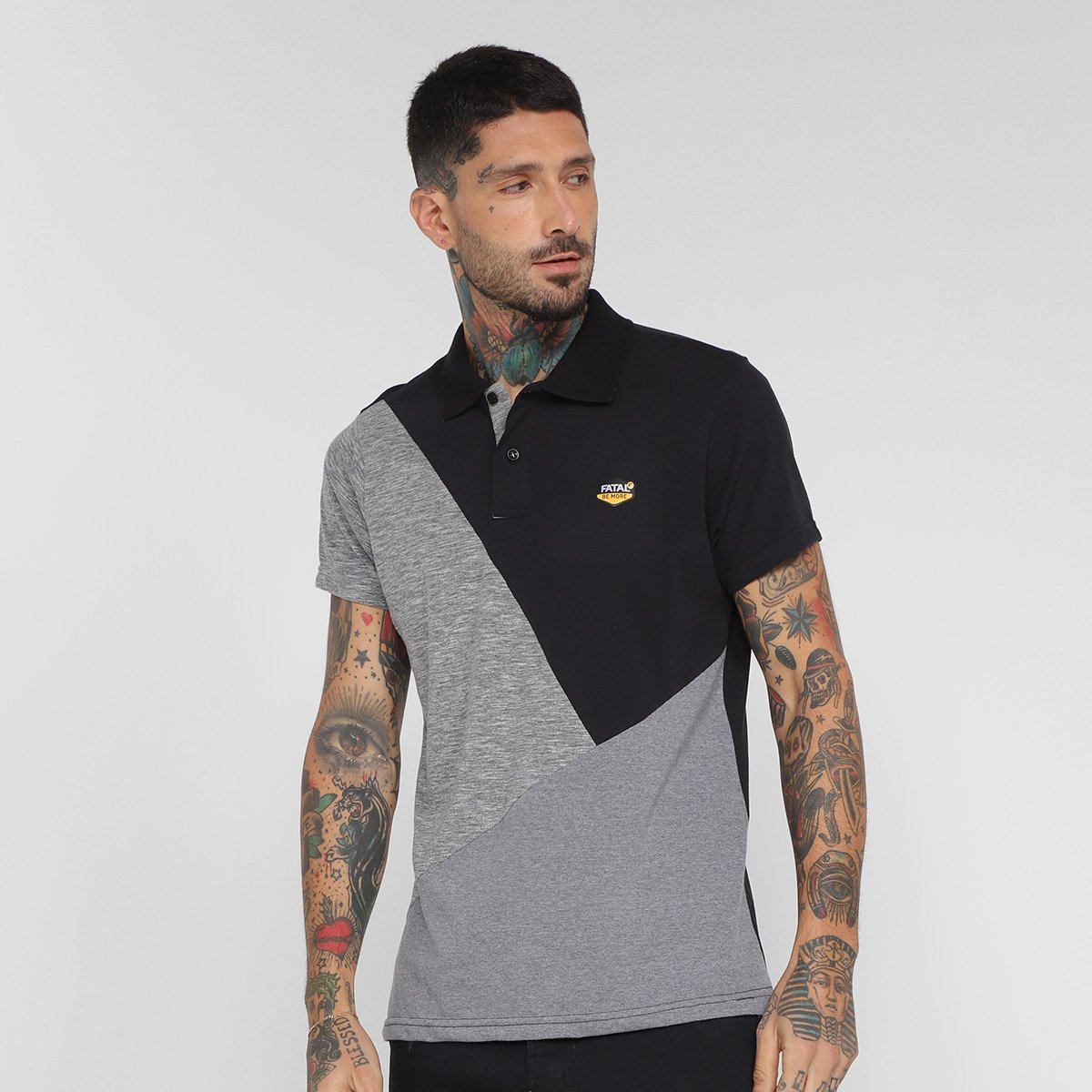 Camisa Polo Fatal Especial Rhomb Masculina - Preto Menor preço em Camisa Polo Fatal Especial Rhomb Masculina - Preto