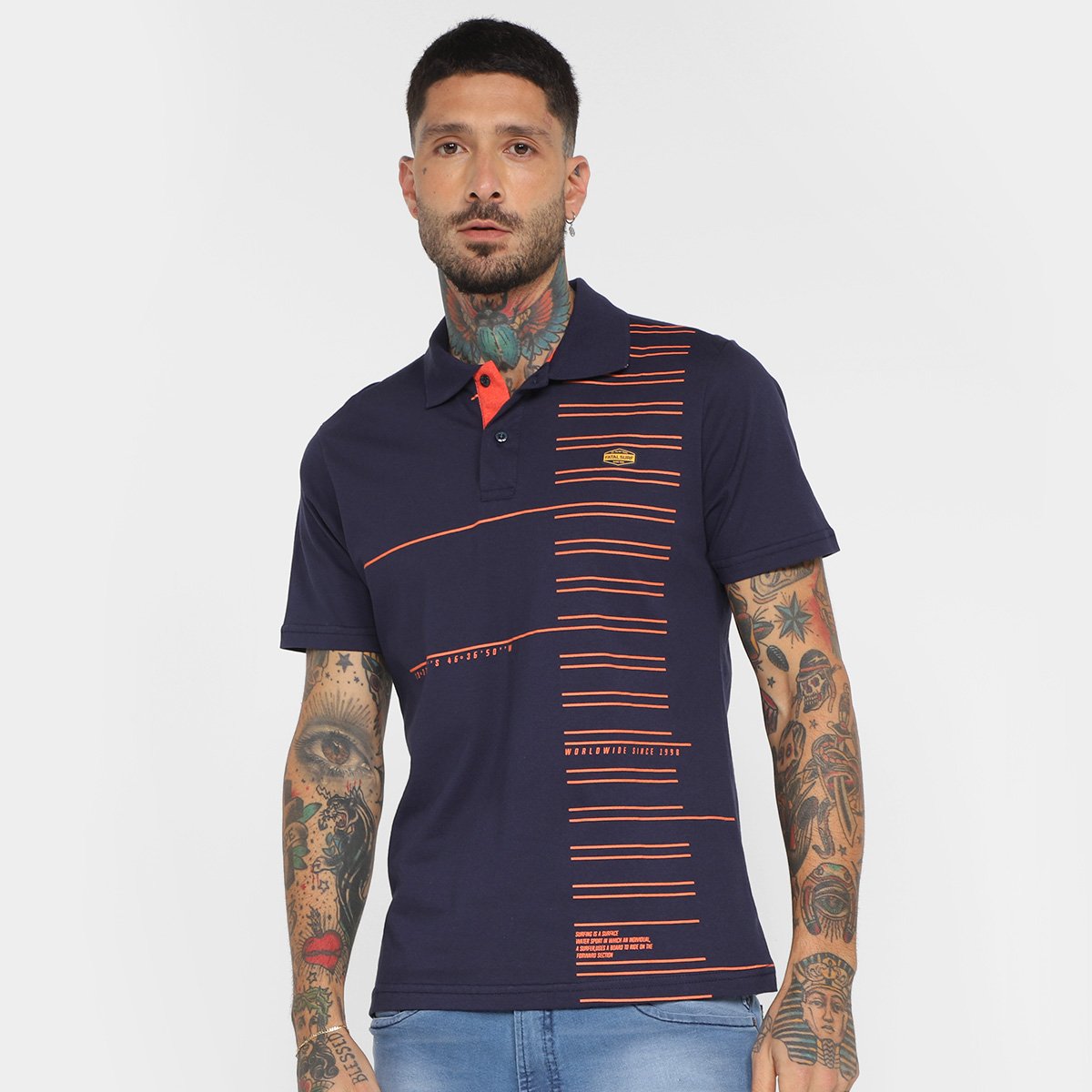 Camisa Polo Fatal Especial Wide Masculina - Marinho Menor preço em Camisa Polo Fatal Especial Wide Masculina - Marinho