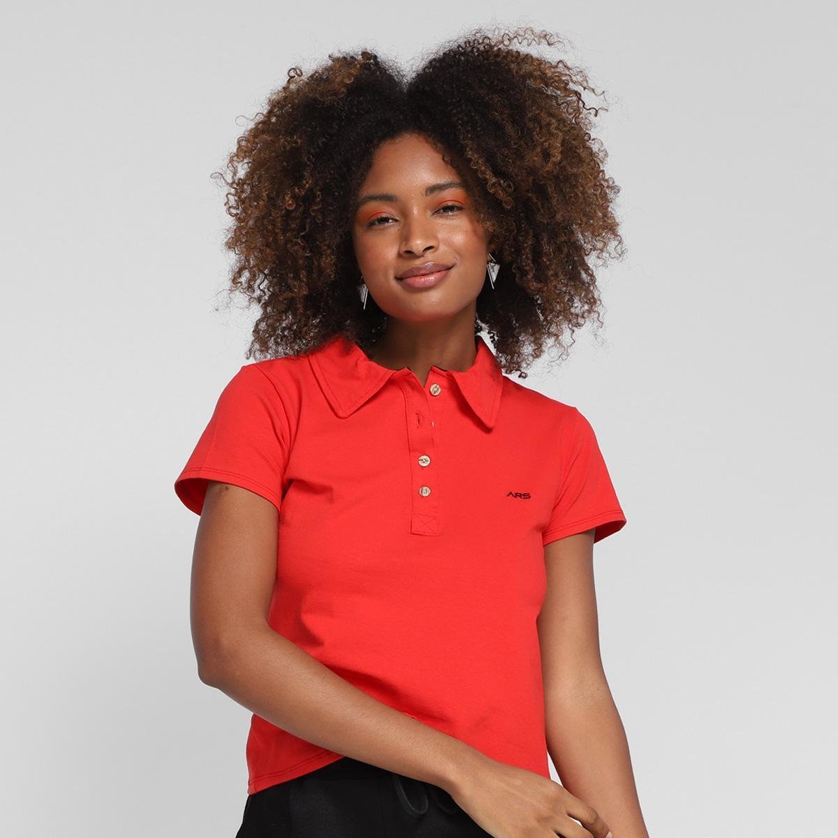 Camisa Polo Feminina Algodão Básica Leve Conforto Dia a Dia - Vermelho Menor preço em Camisa Polo Feminina Algodão Básica Leve Conforto Dia a Dia - Vermelho