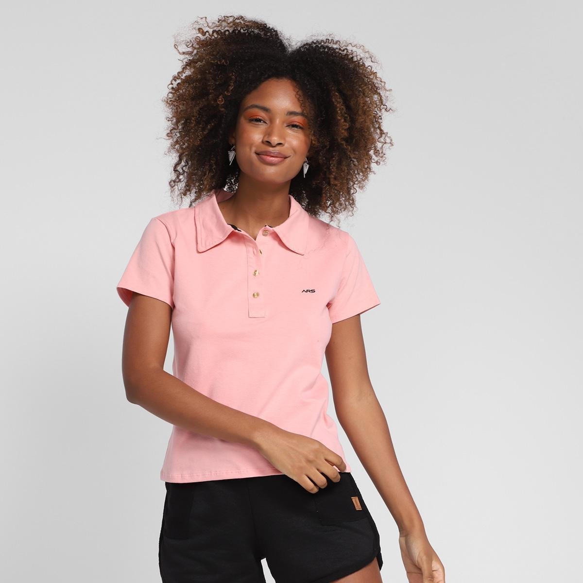 Camisa Polo Feminina Algodão Básica Leve Conforto Dia a Dia - Rosa Menor preço em Camisa Polo Feminina Algodão Básica Leve Conforto Dia a Dia - Rosa
