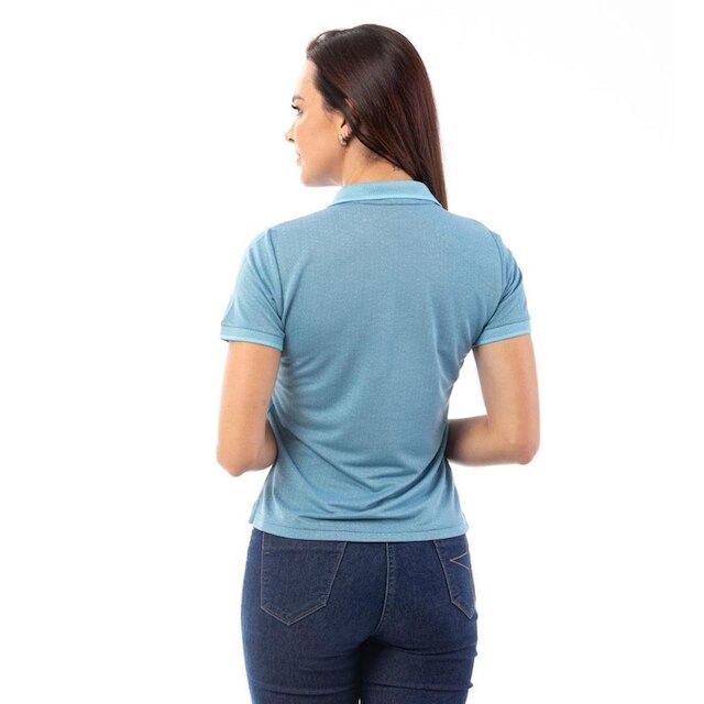 Camisa Polo Feminina Casual Poa Leve Gola Conforto Dia a Dia