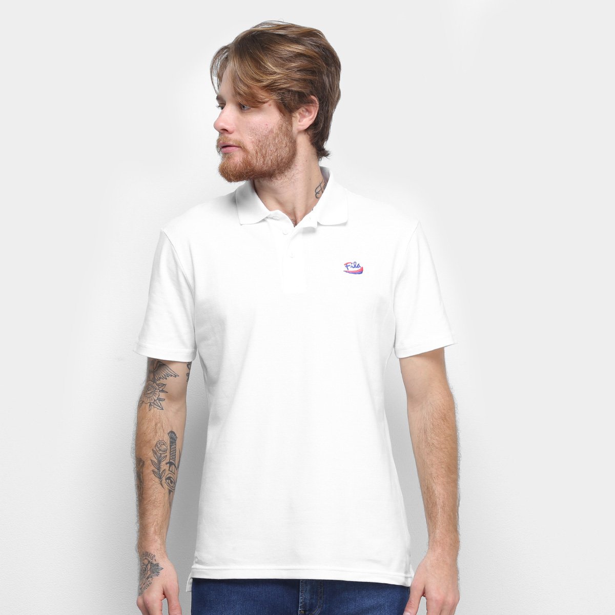Camisa Polo Fila Overpass Masculina - Branco Menor preço em Camisa Polo Fila Overpass Masculina - Branco
