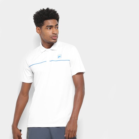 Camisa Polo Fila Square Masculina - Branco+Azul
