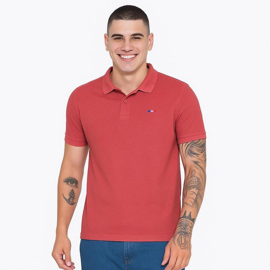 Camisa Polo FMF Masculina Básica Piquet no Estilo Tommy Bordado França