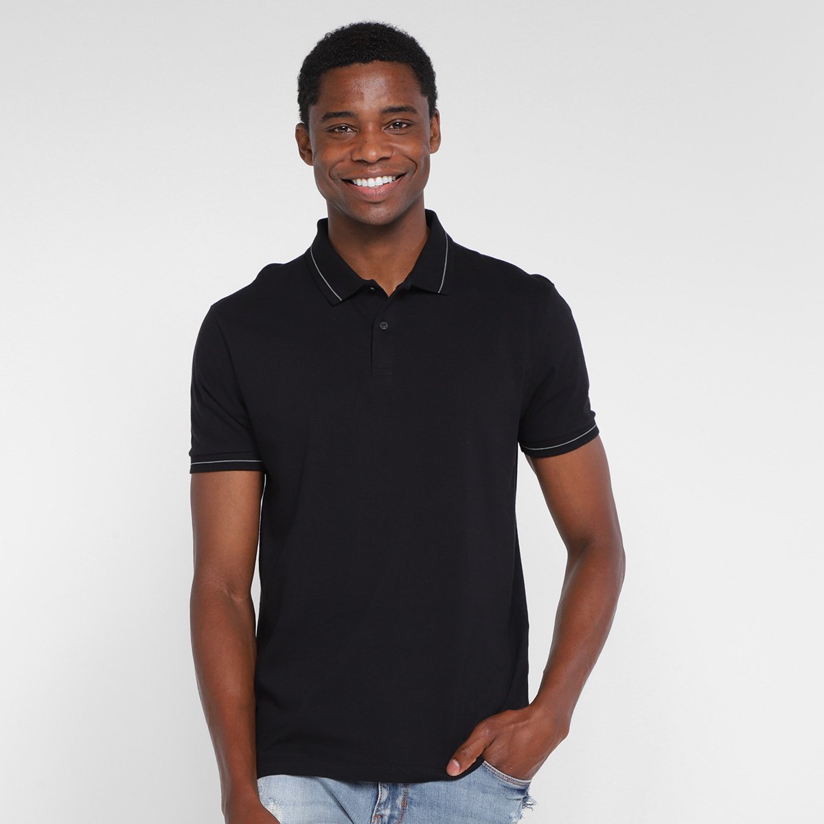 Camisa Polo Forum Básica Masculina - Preto Menor preço em Camisa Polo Forum Básica Masculina - Preto