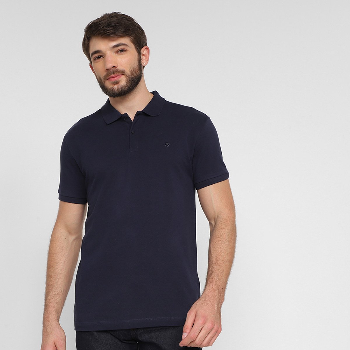 Camisa Polo Forum Piquet Masculina - Azul Menor preço em Camisa Polo Forum Piquet Masculina - Azul