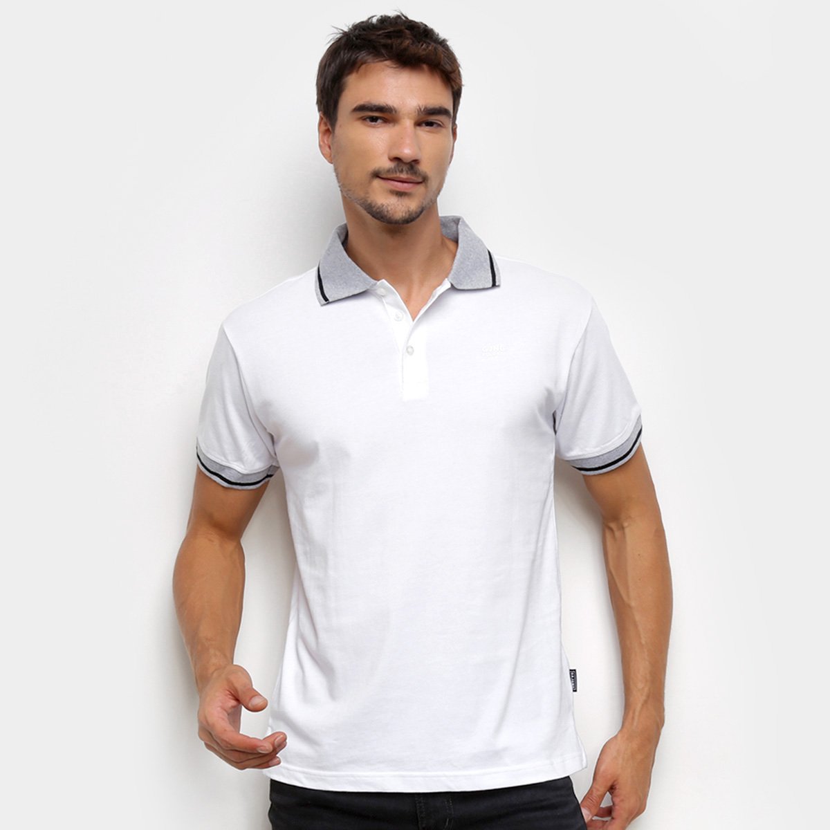 Camisa Polo Gajang Lisa Masculina - Branco Menor preço em Camisa Polo Gajang Lisa Masculina - Branco