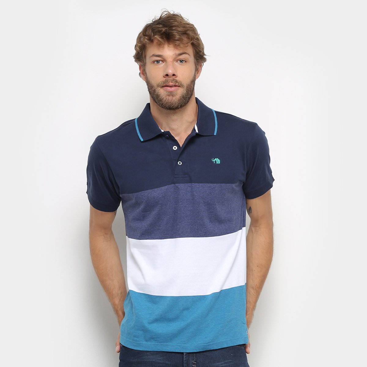 Camisa Polo Gajang Listrada Euro Braga Masculina - Azul Menor preço em Camisa Polo Gajang Listrada Euro Braga Masculina - Azul
