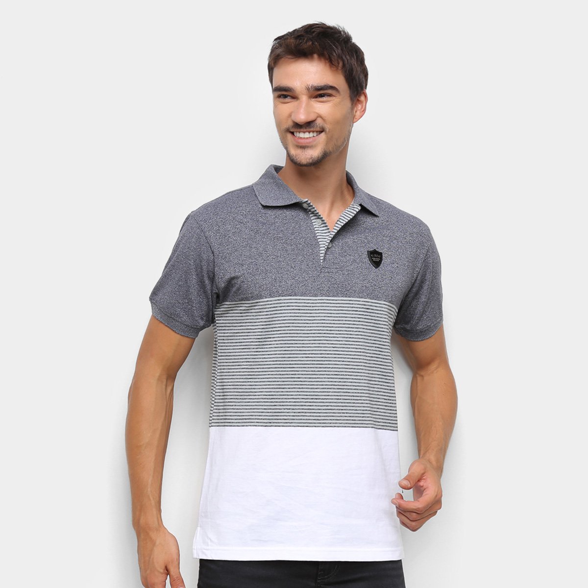 Camisa Polo Gajang Listrada Masculina - Preto Menor preço em Camisa Polo Gajang Listrada Masculina - Preto