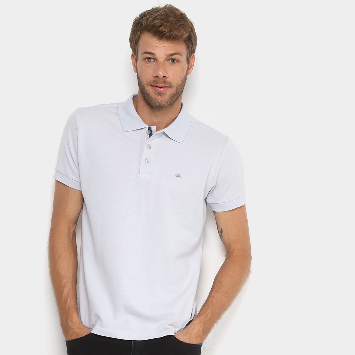 camisa polo gangster piquet com elastano masculina
