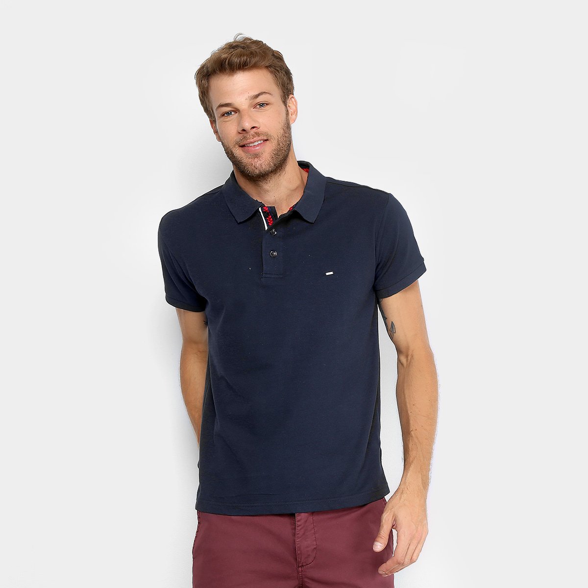 Camisa Polo Gangster Piquet com Elastano Masculina - Marinho Menor preço em Camisa Polo Gangster Piquet com Elastano Masculina - Marinho