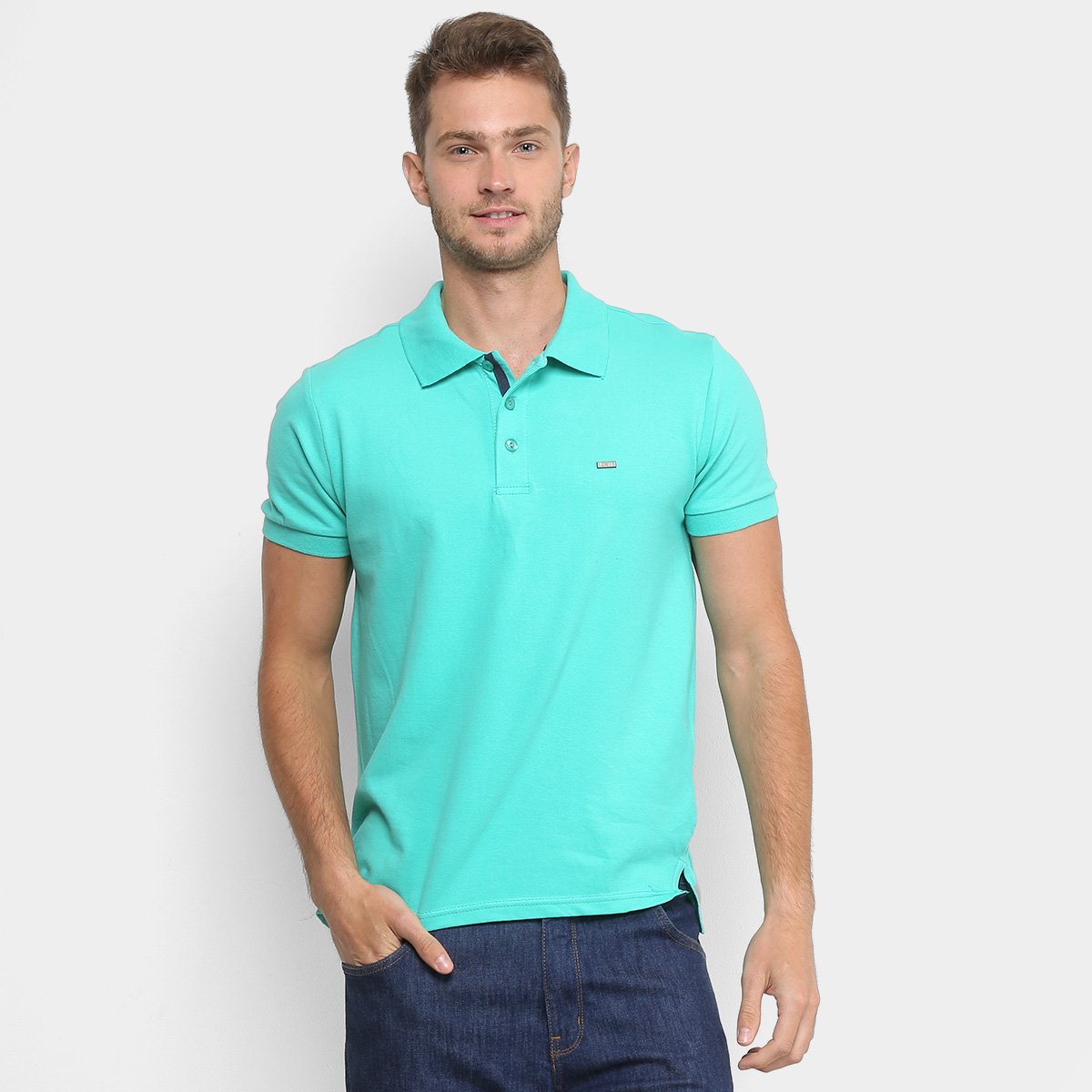 camisa polo verde agua masculina