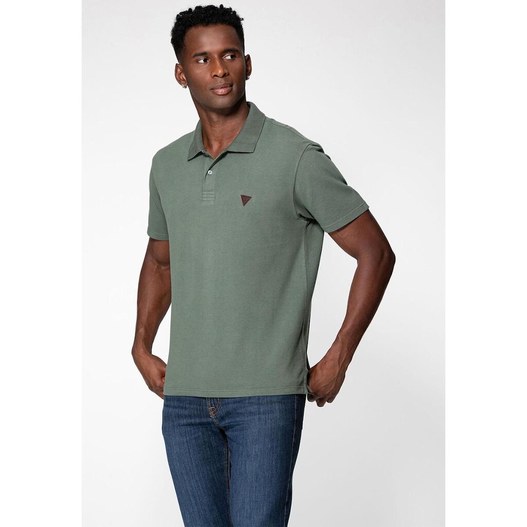 Camisa Polo Guess Etiq Triângulo Verde Escuro