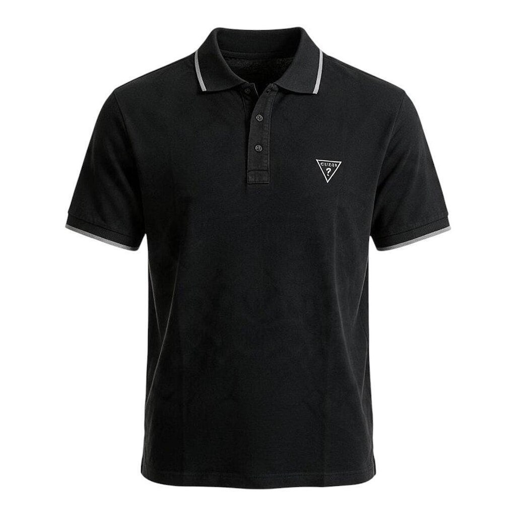 Camisa Polo Guess Silk Avesso Gola Masculino Preto
