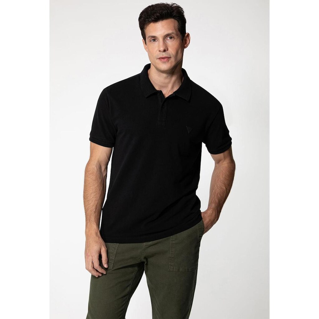 Camisa Polo Guess Silk Gola Preto