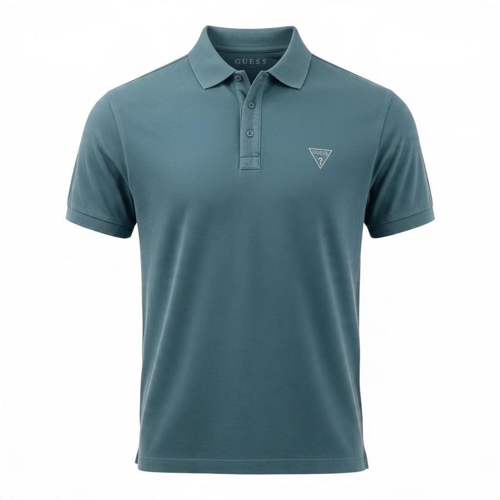 Camisa Polo Guess Silk Triang Pequeno Peito Masculino Azul
