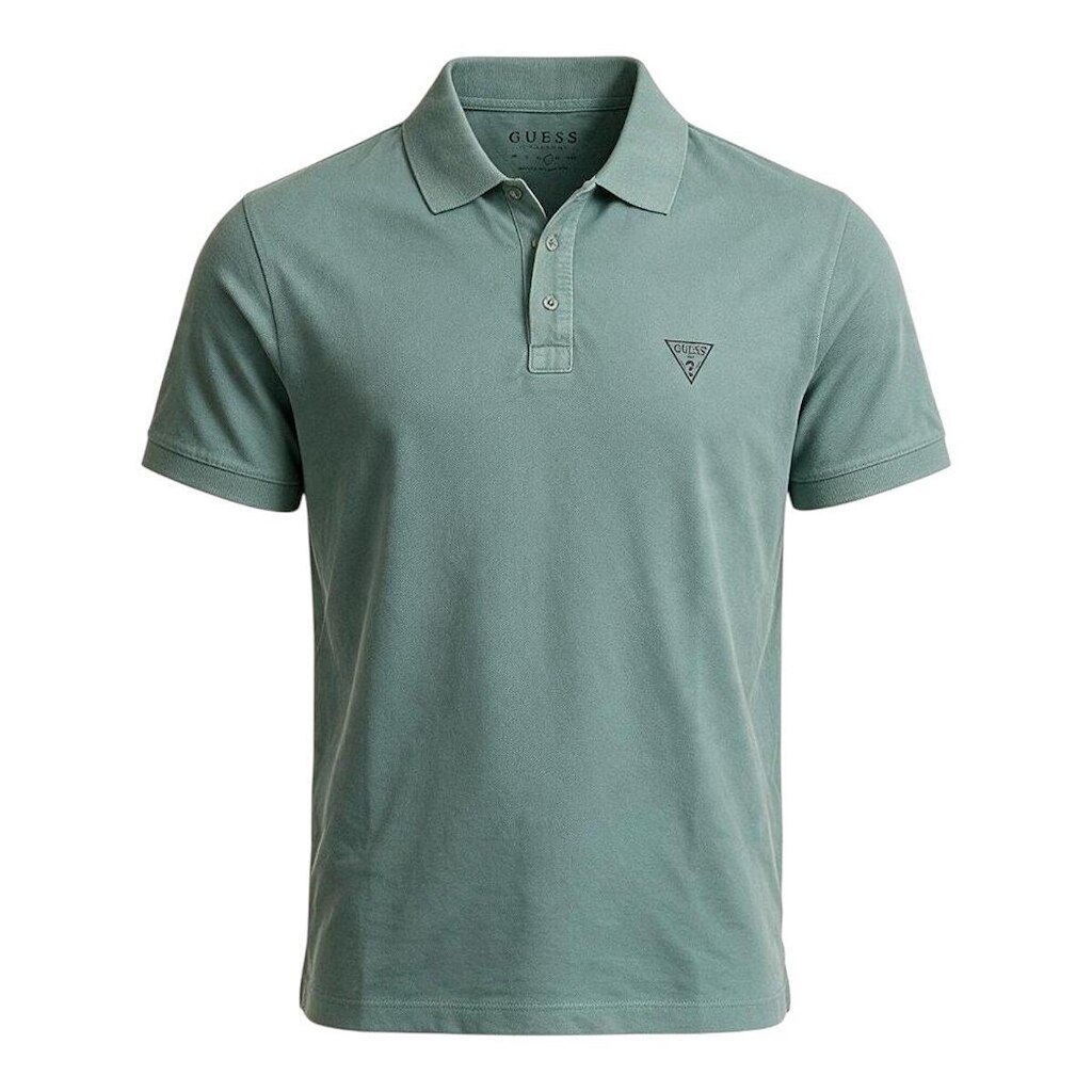 Camisa Polo Guess Silk Triang Pequeno Peito Masculino Azul