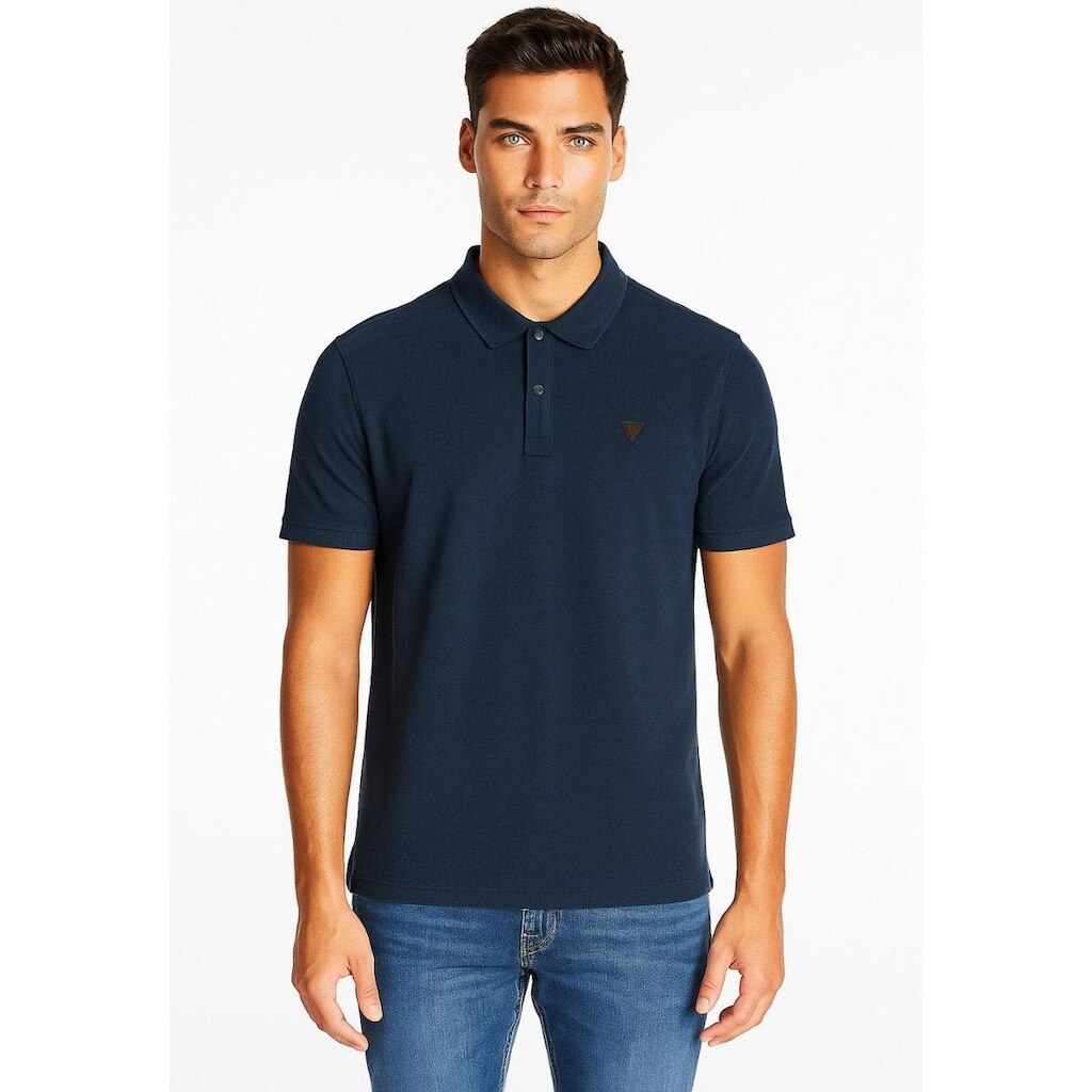 Camisa Polo Guess Waffle Azul Escuro