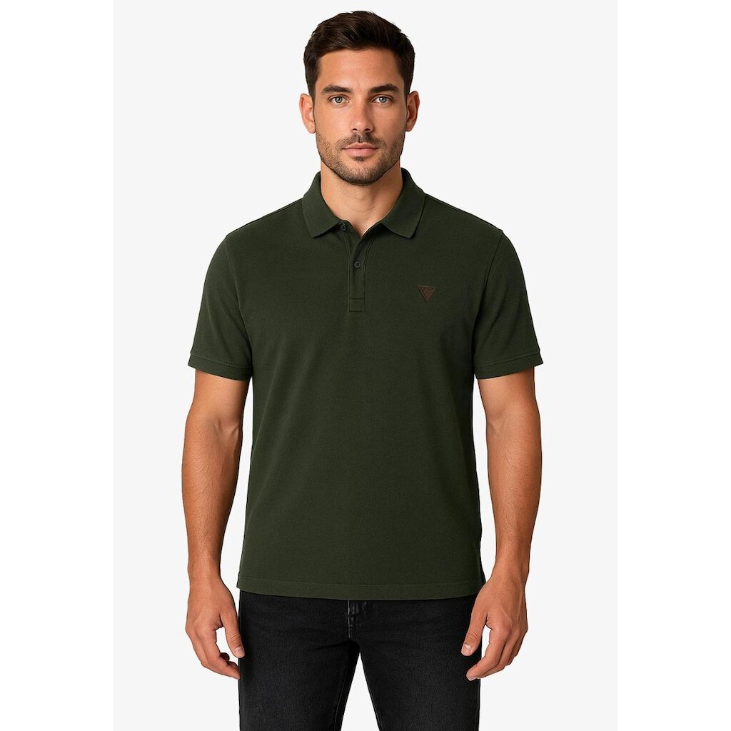 Camisa Polo Guess Waffle Verde Escuro