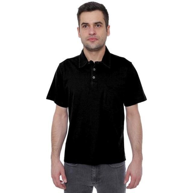 Camisa Polo Hugo Deleon Bolso Confort Sarja Preta