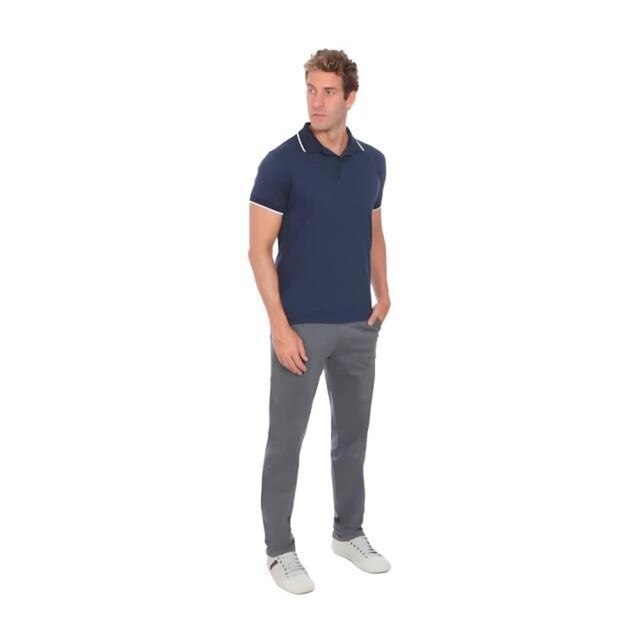 Camisa Polo Hugo Deleon Malha Lisa Marinho