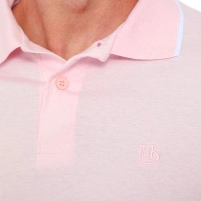 Camisa Polo Hugo Deleon Malha Lisa Rosa