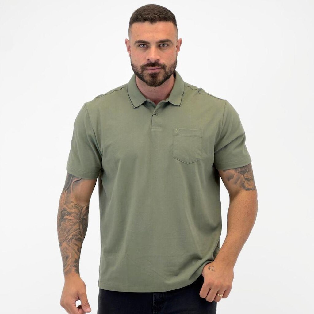Camisa Polo Individual Básica Manga Curta com Bolso Masculina