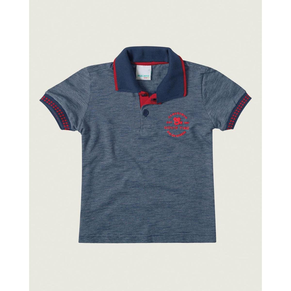 Camisa Polo Infantil Malwee Estampa Puff Masculina - Azul Menor preço em Camisa Polo Infantil Malwee Estampa Puff Masculina - Azul
