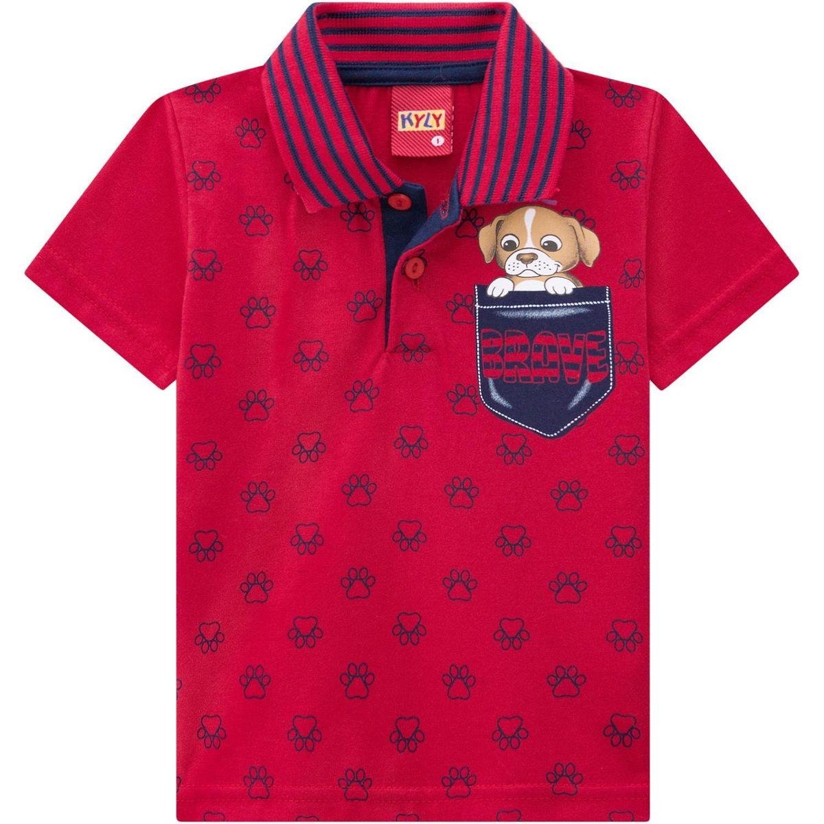 Camisa Polo Infantil Masculina Kyly Meia Malha 110784D1.4372.M Kyly - Vermelho Menor preço em Camisa Polo Infantil Masculina Kyly Meia Malha 110784D1.4372.M Kyly - Vermelho