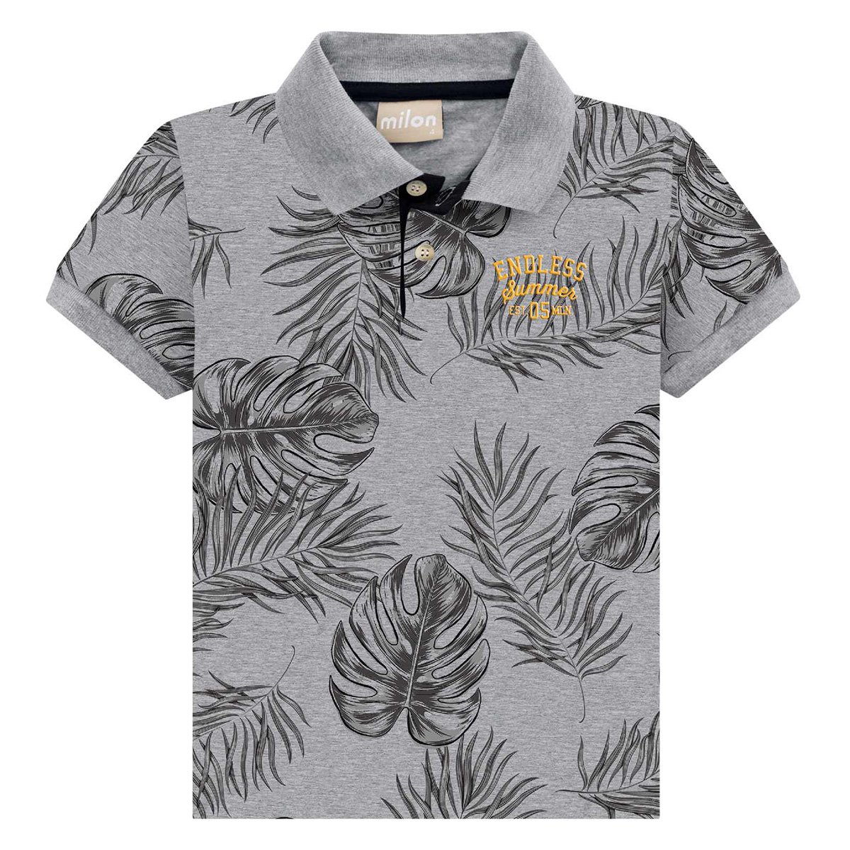 Camisa Polo Infantil Milon Folhagens Masculina - Mescla Menor preço em Camisa Polo Infantil Milon Folhagens Masculina - Mescla