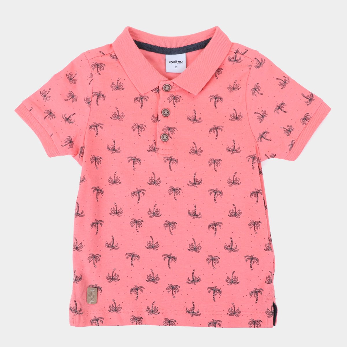 Camisa Polo Infantil Rovitex Estampada Masculina - Salmão Menor preço em Camisa Polo Infantil Rovitex Estampada Masculina - Salmão