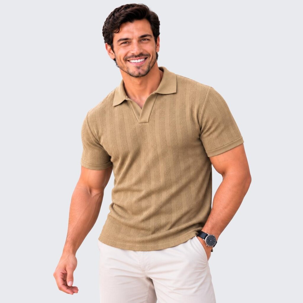 Camisa Polo Italiana Sem Botão Masculina Manga Curta Tricot