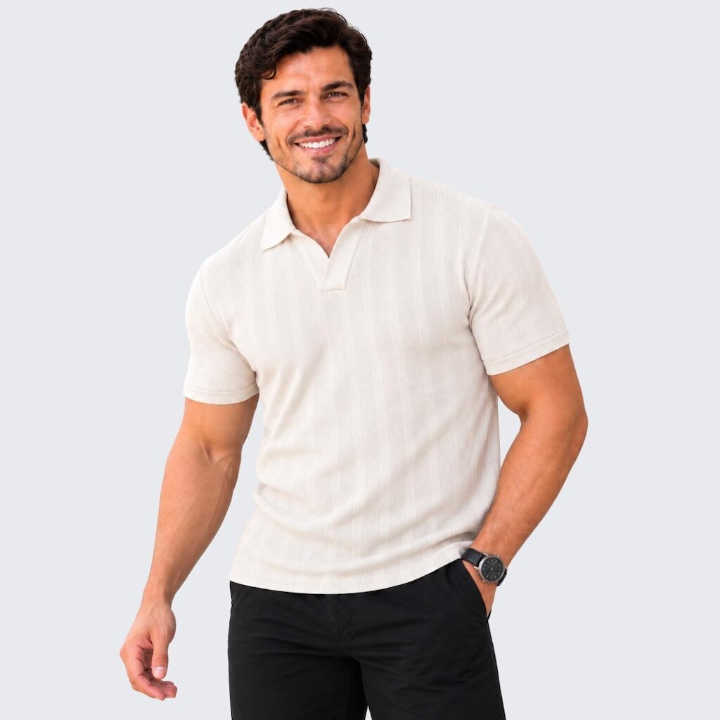 Camisa Polo Italiana Sem Botão Masculina Manga Curta Tricot