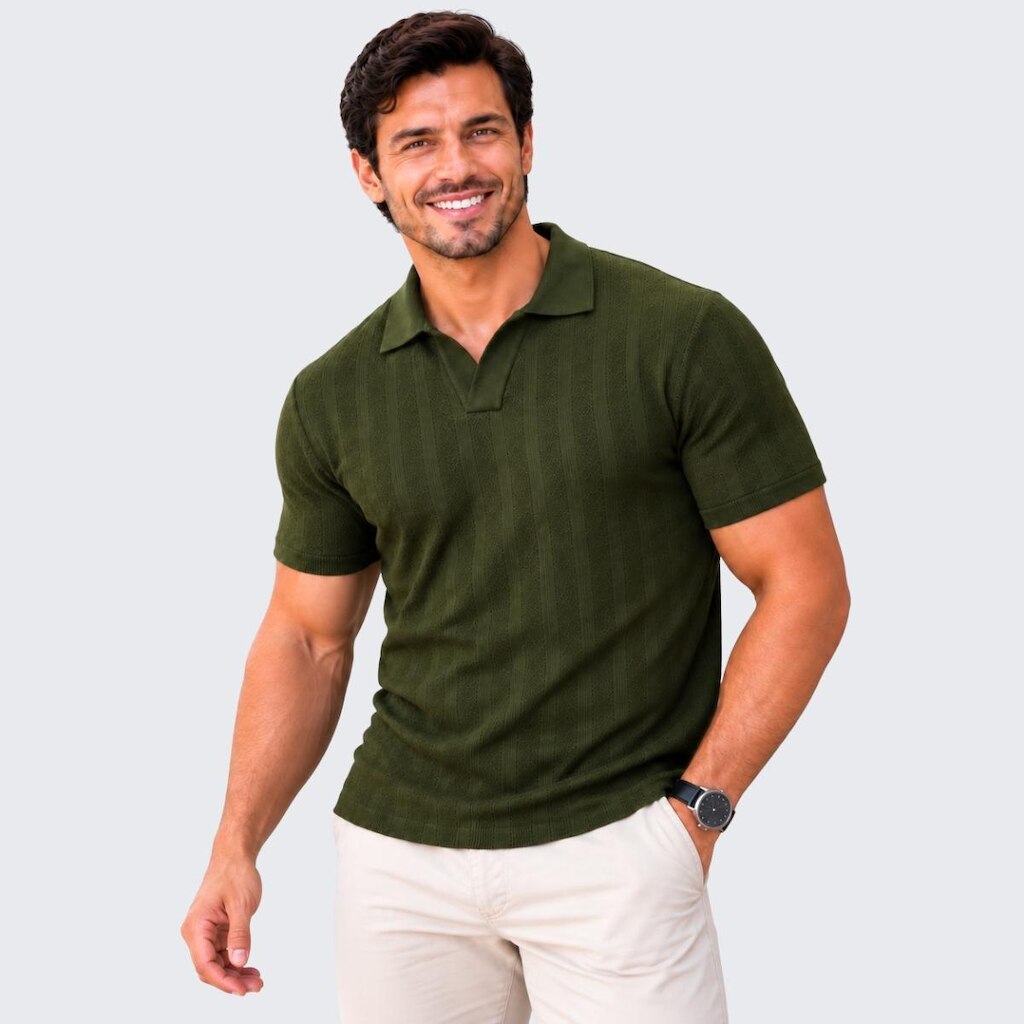 Camisa Polo Italiana Sem Botão Masculina Manga Curta Tricot
