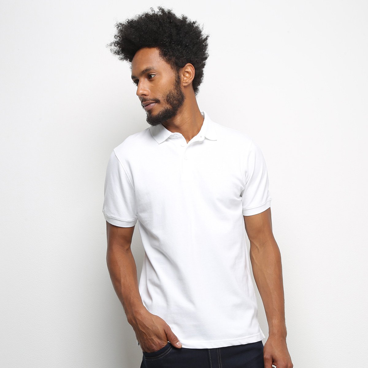 Camisa Polo JAB Lisa Masculina - Branco Menor preço em Camisa Polo JAB Lisa Masculina - Branco